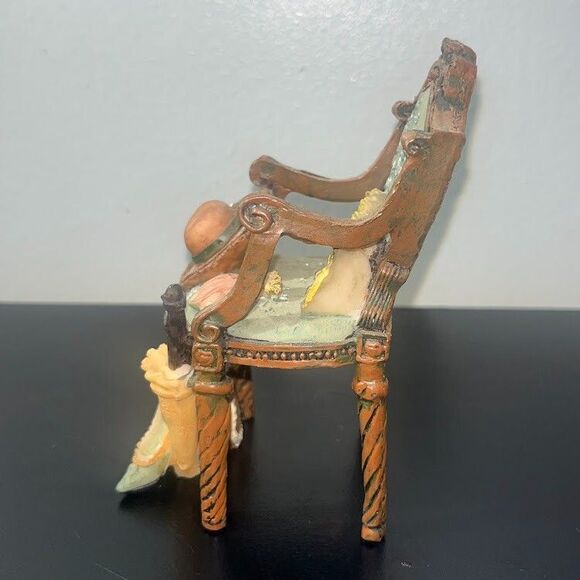 Fancy Victorian Chair Figurine Decorated with Lady's Accessories Miniature 5 in - Picture 2 of 11